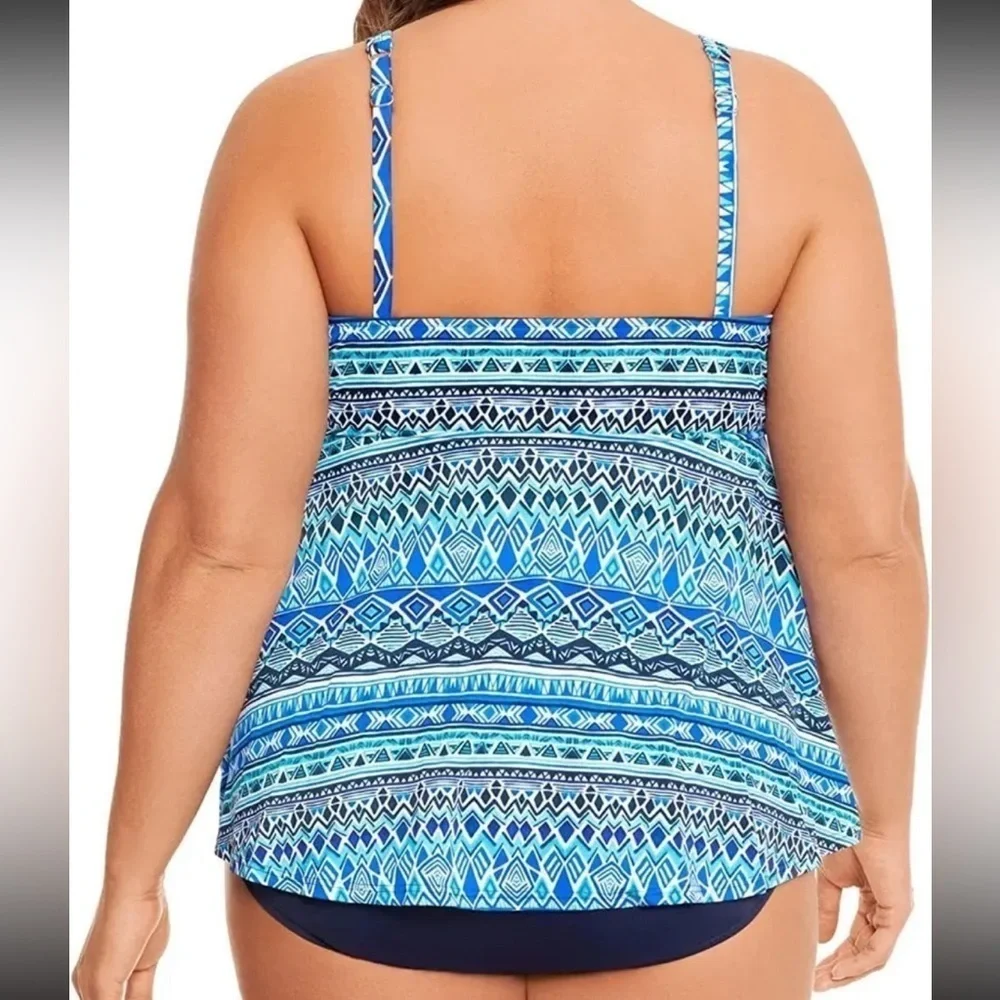 Swim Solutions Women's Stretch Tummy Control One Piece Swimsuit 24W - Picture 2 of 3